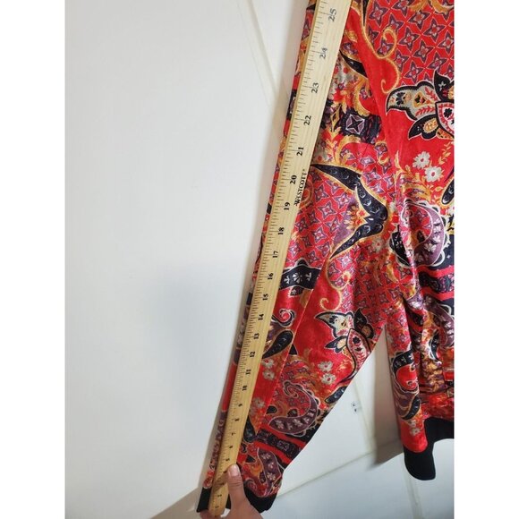 INC International Concepts Jacket Women Size Medium Pockets Red Paisley Zipper - Picture 6 of 15